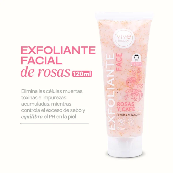 Exfoliante facial ROSAS y CAFE 120 ml Vive Beauty - Image 2