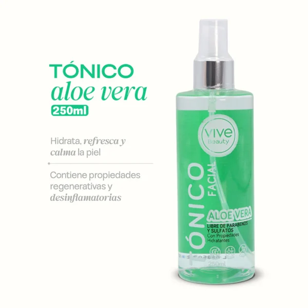 Tónico facial aloe vera 250 ml Vive Beauty - Imagen de 2