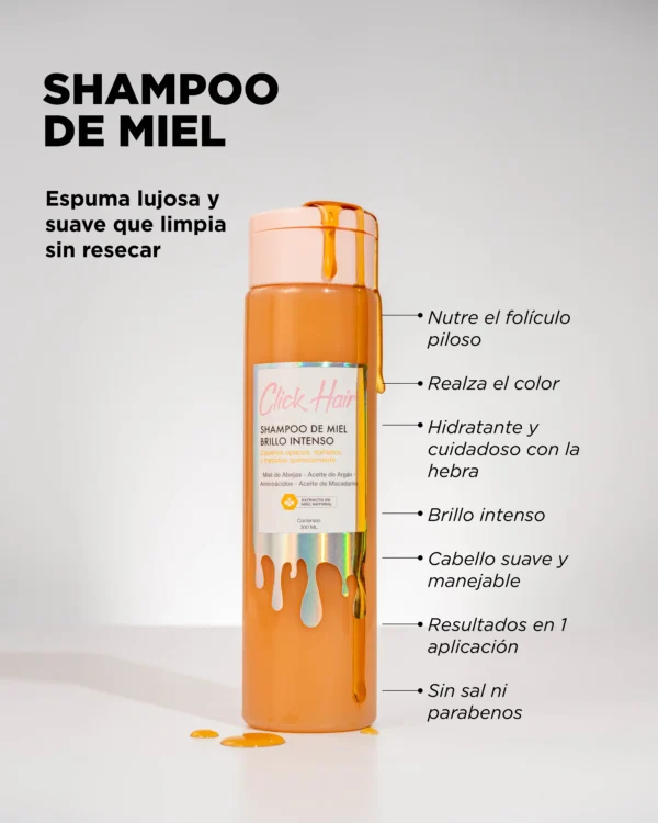 Shampoo de Miel 300ml Click Hair - Image 3