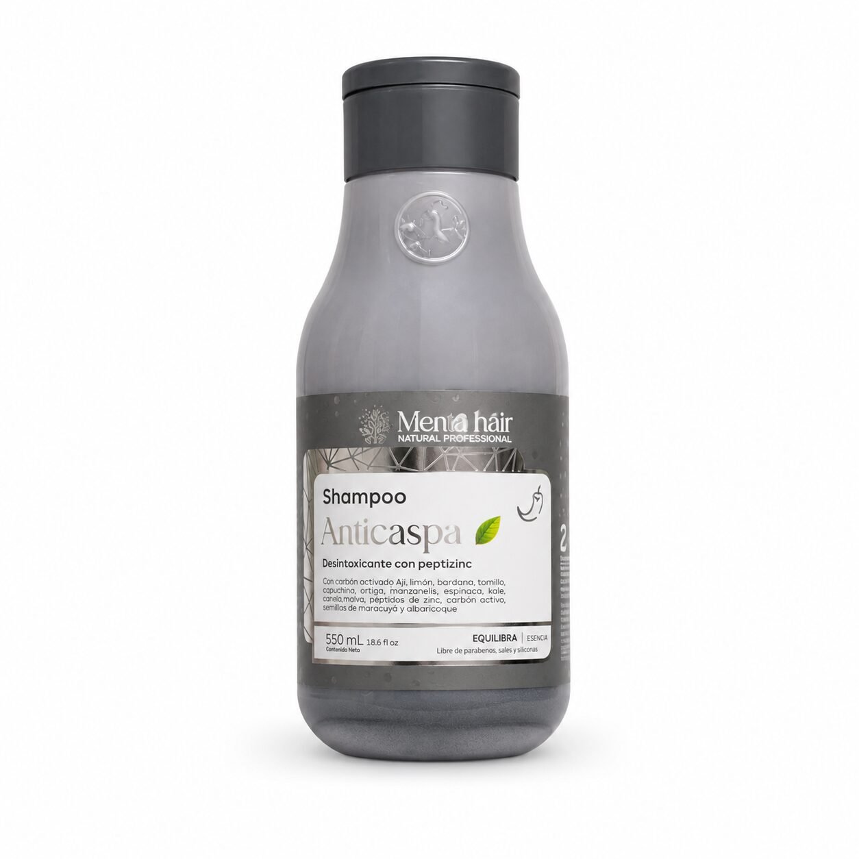 Shampoo Capilar Anticaspa con carbon activado 550ml Menta Hair