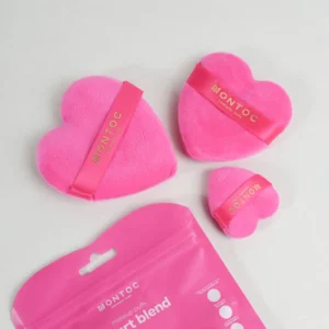 Set de Borlas Corazon para Maquillaje x3 Montoc - Fucsia